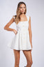 Sky to Moon - Linen Ribbon-Shaped Button Mini Dress