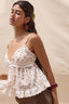 Sky to Moon - Cocoa Floral Eyelet Lace Ruffle Trim Cami Top