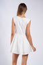 Sky to Moon - Linen Ribbon-Shaped Button Mini Dress