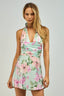 Sky to Moon - Floral Halter Open Back Waist Tie Mini Dress