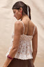 Sky to Moon - Cocoa Floral Eyelet Lace Ruffle Trim Cami Top