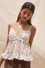 Sky to Moon - Cocoa Floral Eyelet Lace Ruffle Trim Cami Top