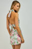 Sky to Moon - Floral Halter Open Back Waist Tie Mini Dress