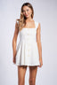 Sky to Moon - Linen Ribbon-Shaped Button Mini Dress