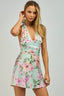 Sky to Moon - Floral Halter Open Back Waist Tie Mini Dress