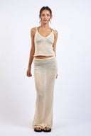 Sky to Moon - Knit Tie Strap Top & Maxi Skirt Cover Up Set