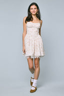 Sky to Moon - Pale Pastel Floral Lace Down Fit & Flare Mini Dress