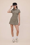 Sky to Moon - Vintage Checker Collar Short Sleeve Mini Dress
