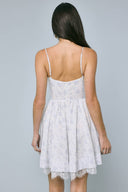 Sky to Moon - Pale Pastel Floral Lace Down Fit & Flare Mini Dress