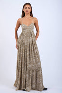 Sky to Moon - Khaki Floral Open Back Maxi Dress
