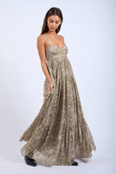 Sky to Moon - Khaki Floral Open Back Maxi Dress