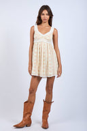 Sky to Moon - Vintage Chenille Jacquard Ruffle Lace Mini Dress