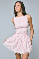 Sky to Moon - Floral Boat Neck Flare Mini Dress