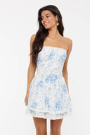 Sky to Moon - Soft Floral Mini Tube Dress