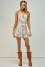 Sky to Moon - Floral Halter Open Back Waist Tie Mini Dress