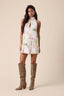 Sky to Moon - Vintage Print Turtle Neck Mini Dress