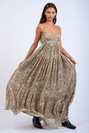 Sky to Moon - Khaki Floral Open Back Maxi Dress