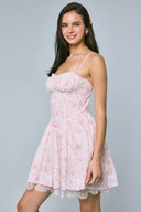 Sky to Moon - Pale Pastel Floral Lace Down Fit & Flare Mini Dress