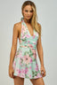 Sky to Moon - Floral Halter Open Back Waist Tie Mini Dress