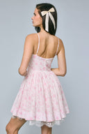 Sky to Moon - Pale Pastel Floral Lace Down Fit & Flare Mini Dress