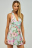 Sky to Moon - Floral Halter Open Back Waist Tie Mini Dress