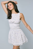 Sky to Moon - Floral Boat Neck Flare Mini Dress