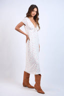 Sky to Moon - Floral V-Neck Straight Long Dress