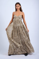 Sky to Moon - Khaki Floral Open Back Maxi Dress
