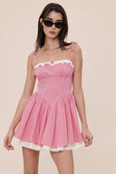 Sky to Moon - Lovely Plaid Tie Strap Fit & Flare Mini Dress