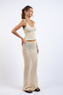 Sky to Moon - Knit Tie Strap Top & Maxi Skirt Cover Up Set