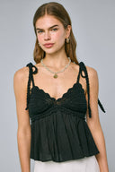 Sky to Moon - Crochet Tie Strap Ruffle Top