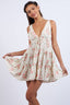 Sky to Moon - Floral Plunging V-Neck Open Back Mini Dress