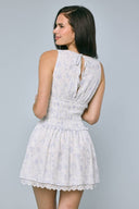 Sky to Moon - Floral Boat Neck Flare Mini Dress