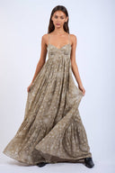 Sky to Moon - Khaki Floral Open Back Maxi Dress