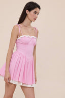 Sky to Moon - Lovely Plaid Tie Strap Fit & Flare Mini Dress