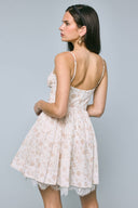 Sky to Moon - Pale Pastel Floral Lace Down Fit & Flare Mini Dress