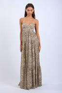 Sky to Moon - Khaki Floral Open Back Maxi Dress