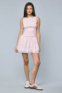 Sky to Moon - Floral Boat Neck Flare Mini Dress