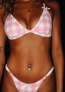 Bella Triangle Bikini Top - Pink Check