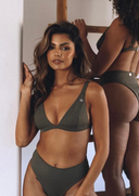 Erika Fixed Triangle Bikini Top - Khaki