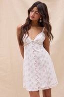 Sky to Moon - Muted Pink Floral Open Back Tie Mini Dress