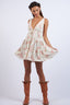 Sky to Moon - Floral Plunging V-Neck Open Back Mini Dress