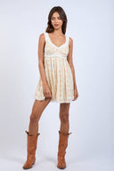 Sky to Moon - Vintage Chenille Jacquard Ruffle Lace Mini Dress