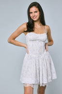 Sky to Moon - Pale Pastel Floral Lace Down Fit & Flare Mini Dress