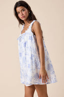 Sky to Moon - Blue Graphic Wide Strap Mini Swing Dress