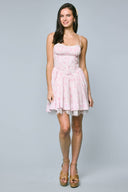 Sky to Moon - Pale Pastel Floral Lace Down Fit & Flare Mini Dress