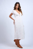 Sky to Moon - Floral V-Neck Straight Long Dress