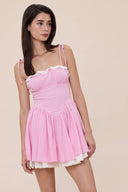 Sky to Moon - Lovely Plaid Tie Strap Fit & Flare Mini Dress