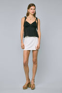 Sky to Moon - Crochet Tie Strap Ruffle Top