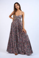 Sky to Moon - Black Floral Open Back Maxi Dress
